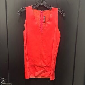 Red Leather Sleeveless Women's Top